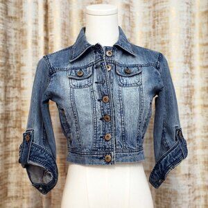 Blue Asphalt Cropped Blue Jean Jacket Size XS (NWOT)